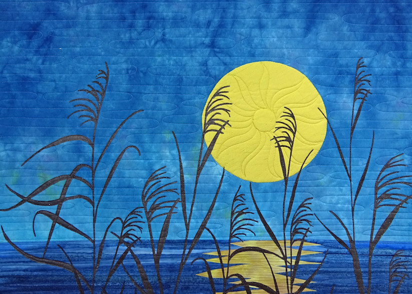 Moon Grass | Fine Art Print of Original Art Quilt by Rachel Derstine