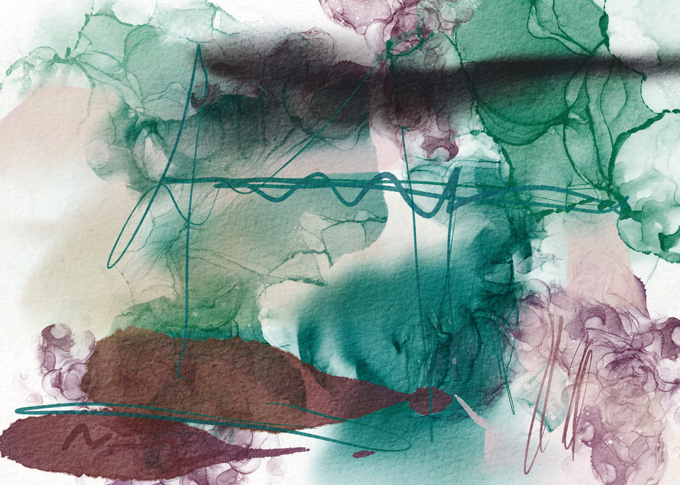 New Inky Purple And Green Abstract Landscape Art | onlythemoon
