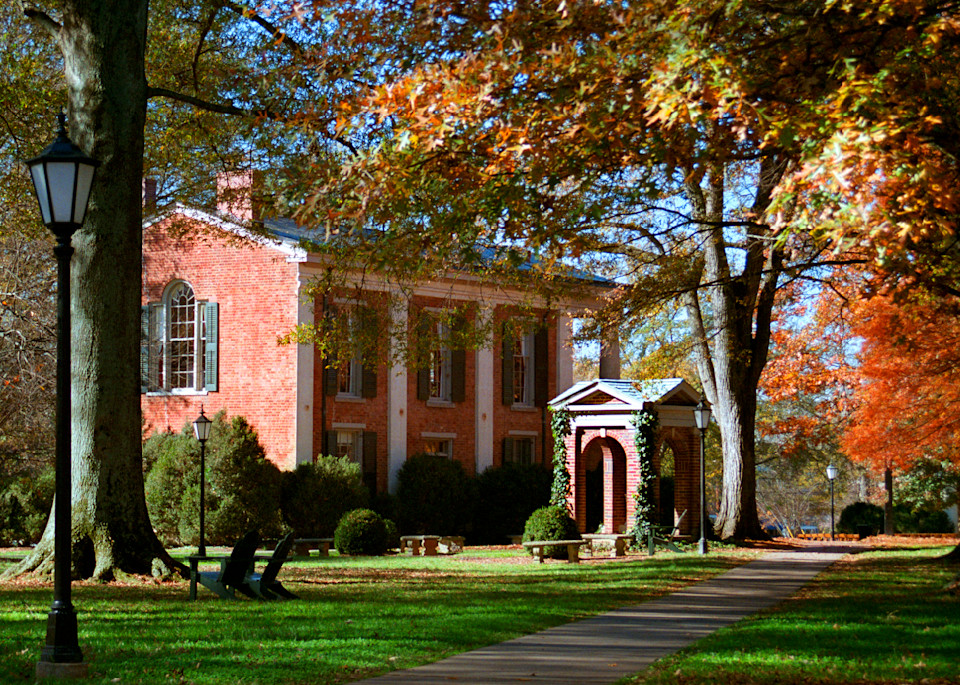Davidson College Art - Old Well and Phi Hall in Autumn Photograph