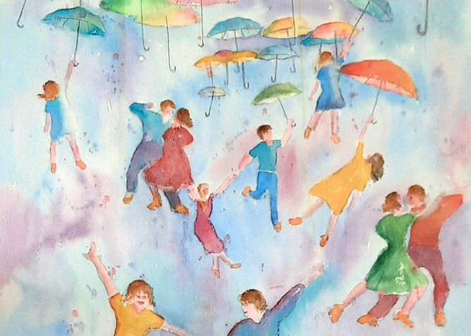 Dancing In The Rain Or Shine Art | Debbie Lewis Watercolors
