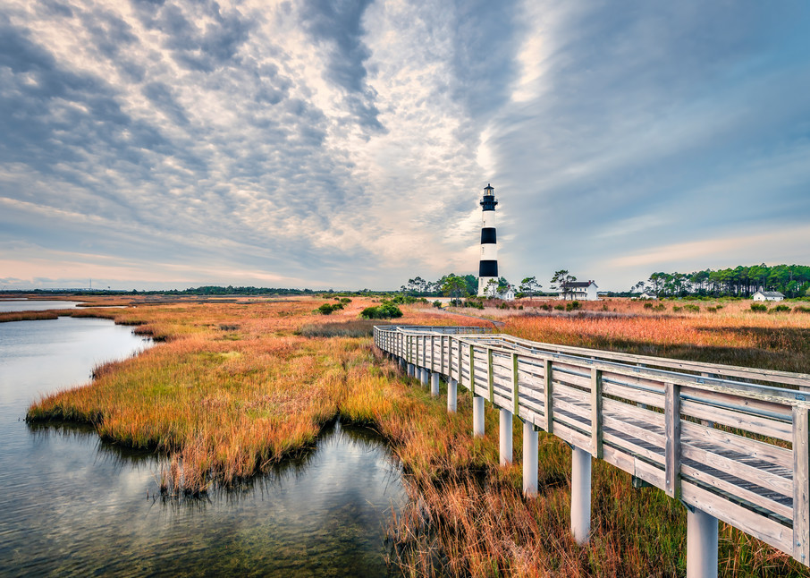 North Carolina Outer Banks Ribbons In The Sky Lead To Bodie Island Lighthouse | Rhonda Kingen Photography