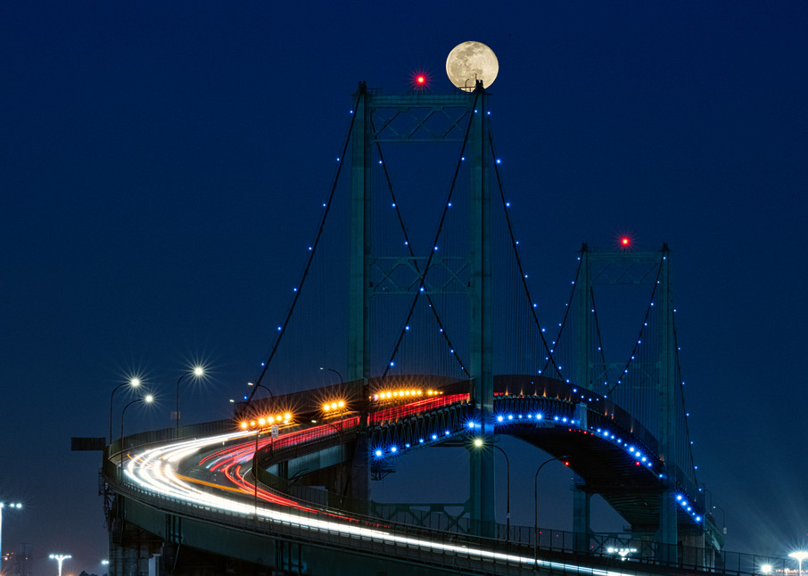 Full Moon Over The Vincent Thomas Bridge Photography Art | zoeimagery.XYZ