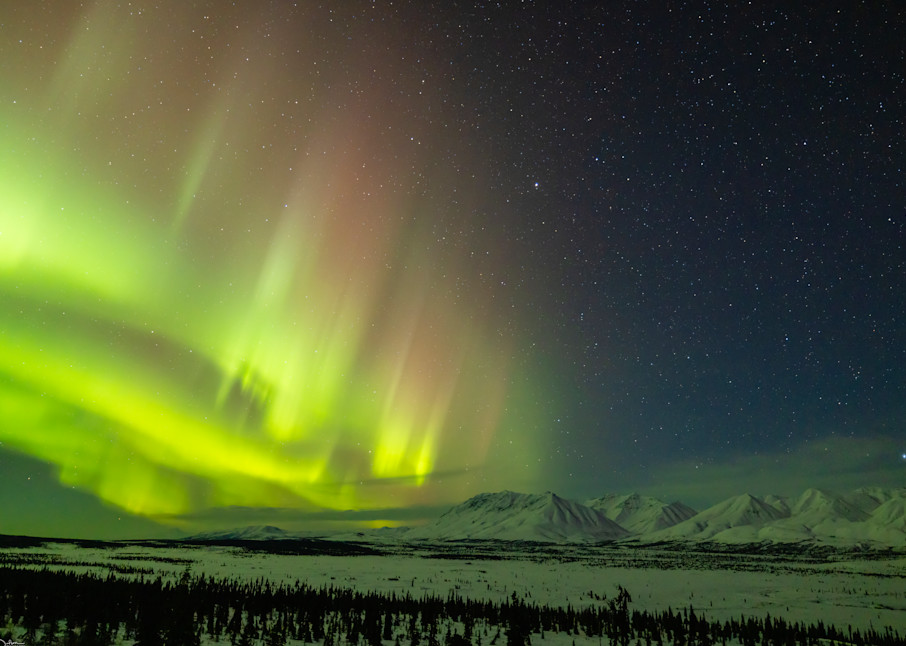 Aurora Borealis over Tahneta Pass, Alaska.