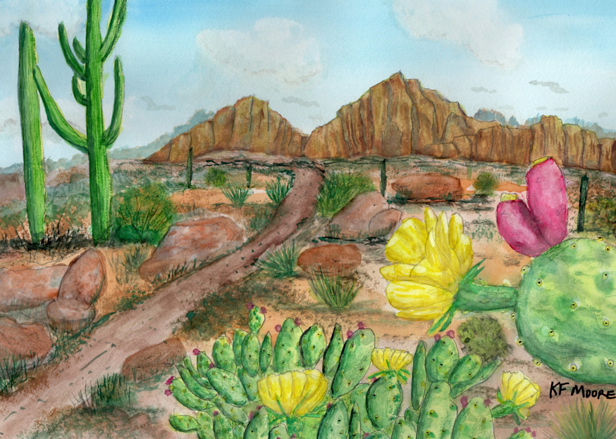 Cactus Flowers Art | KF Moore Watercolors