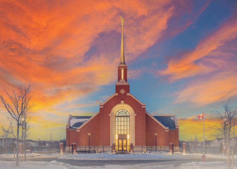 Winnipeg Canada Temple - Painterly Winter Sunset