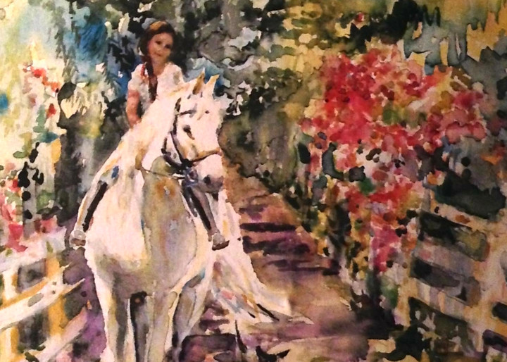 White Horse And Dog Trail Ride Art | Patricia Carol Meccia Fine Art