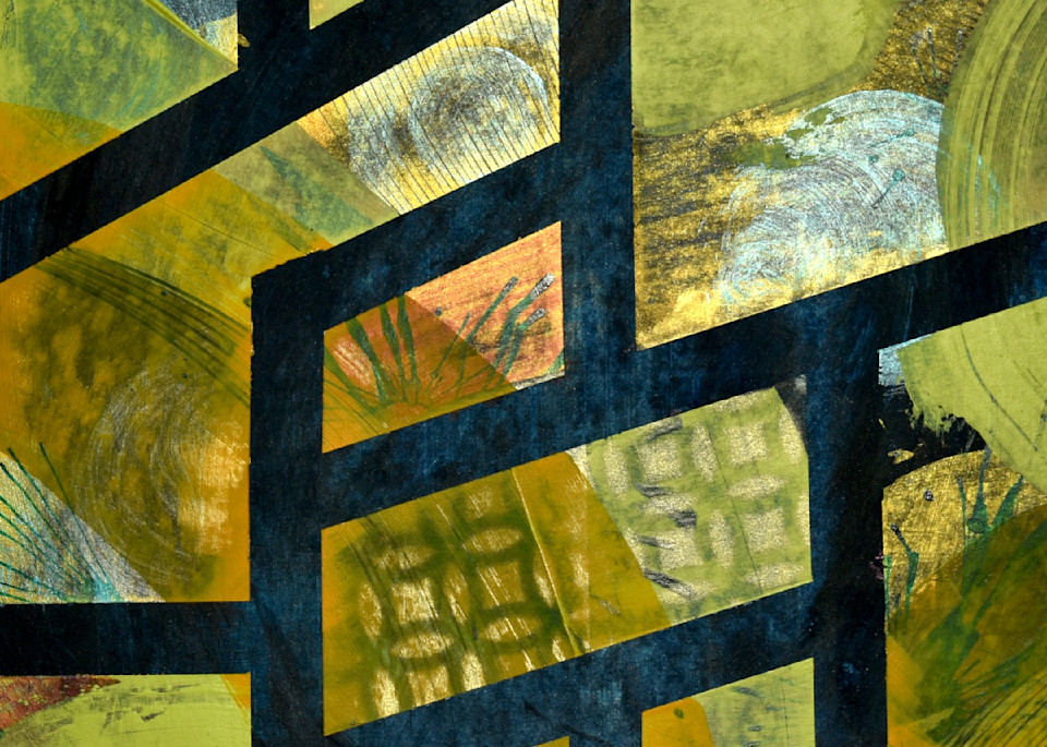 Geometric Composition Olives, Metallic Copper, And Orange Art | Skip Gosnell Artworks & Design