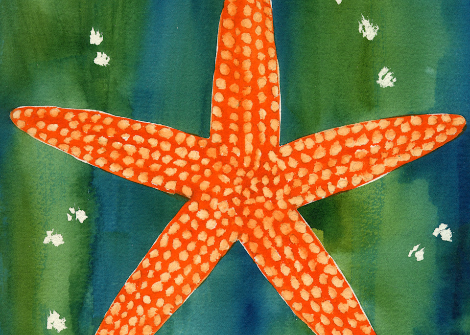 "By The Sea" Orange Starfish Art | Jeanine Colini Design Art