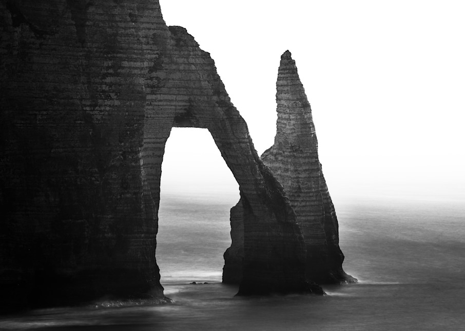 Mist on Porte d'Aval -  In Celtic France, a misty afternoon on an Étretat sea stack and arch - Fine Art Photography Print