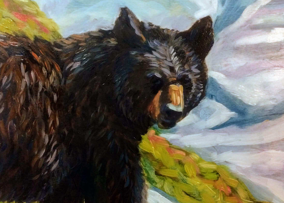 Black Bear in Alaska by Glacier art by Amanda Faith Thompson