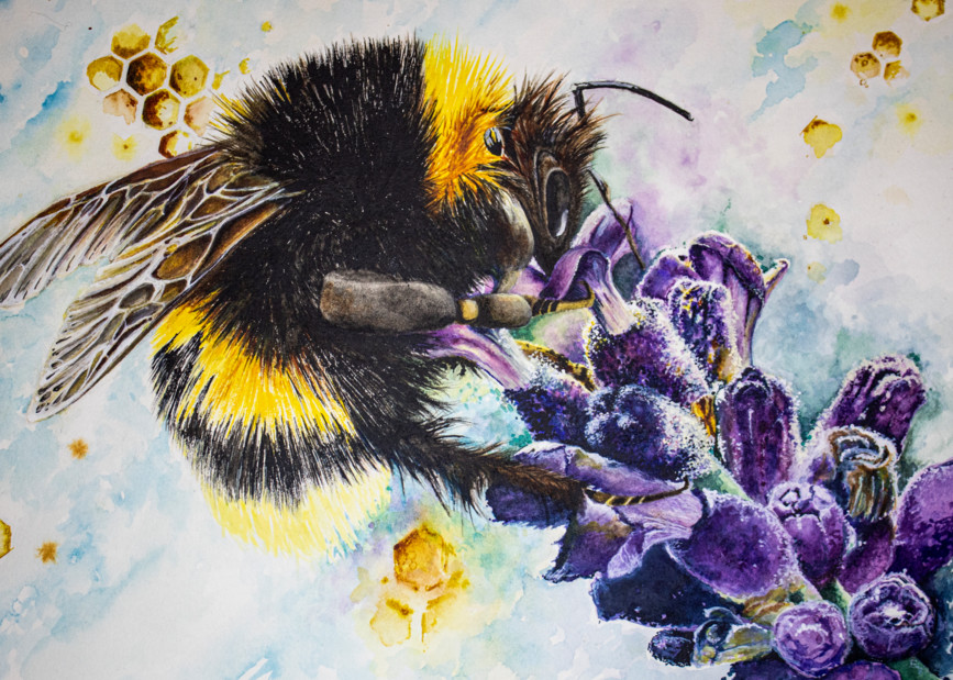 Bee and Lavender No. 1 by Lisa Coriell