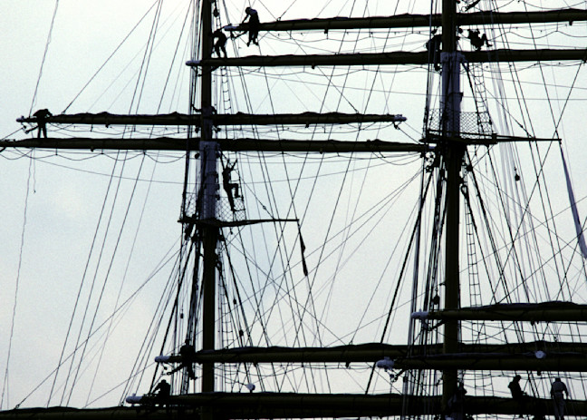 Tallship Sailors Working Aloft