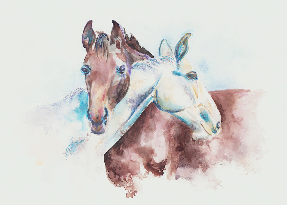2 horses watercolor 
