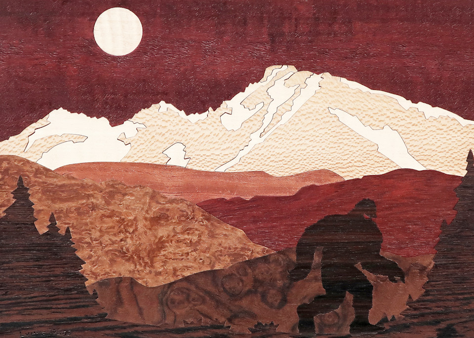 Long's Peak Sasquatch Art | Lynne Buss Marquetry