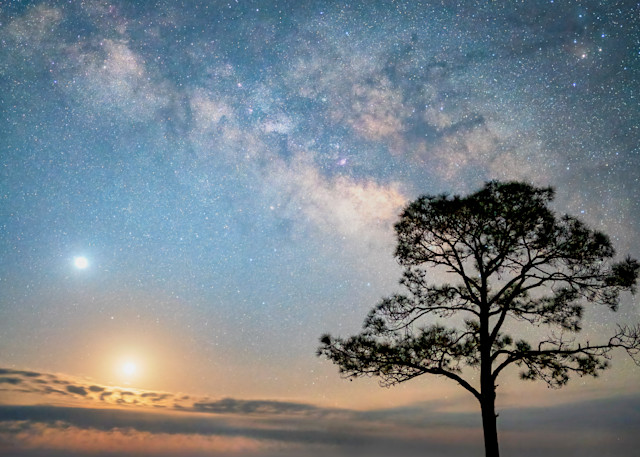 Venus, Mars, And Winter Moon, Chase The Milky Way Photography Art | Distant Light Studio