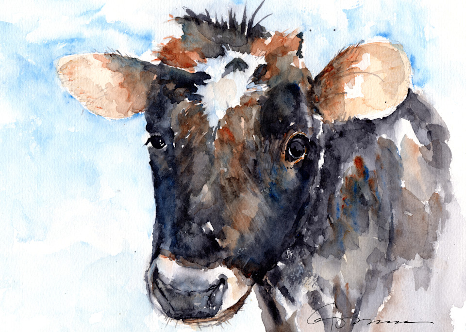 Young Cow Watercolor Print | Claudia Hafner Watercolor
