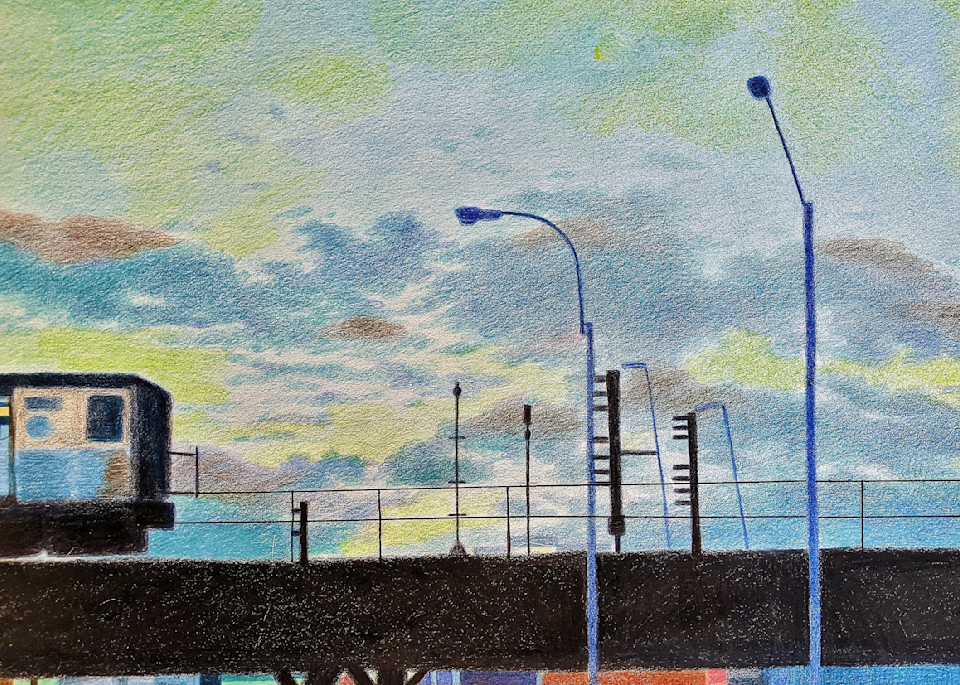 Early Evening Blue Skies At Manhattans 215 Th St Train Platform Art | lencicio
