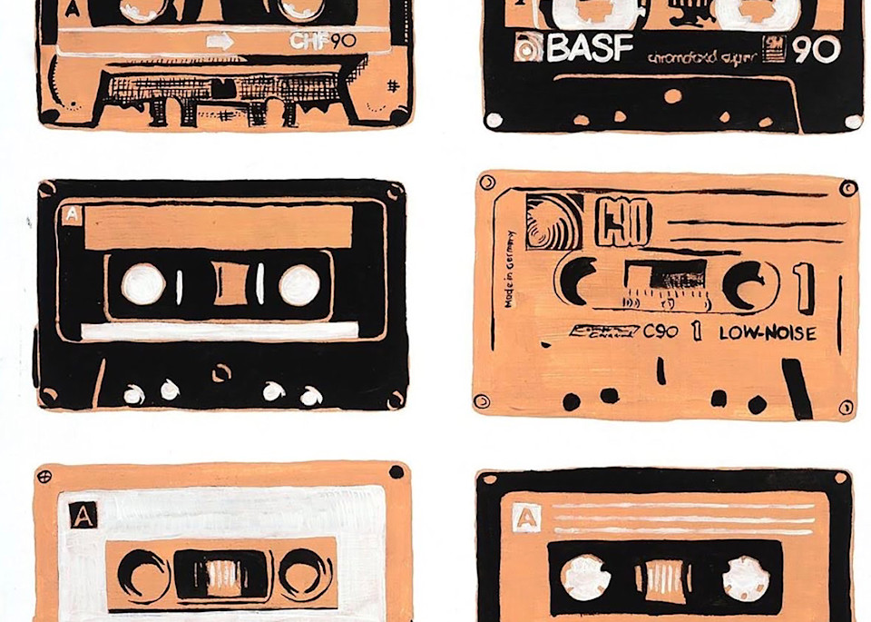 Orange Cassettes  Art | Tara Barr Art