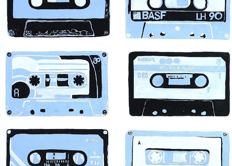Blue Cassettes Art | Tara Barr Art