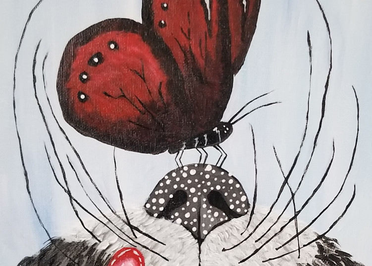 Mittens' Butterfly Kiss Art | Tails of Emotion by Karen Whitacre