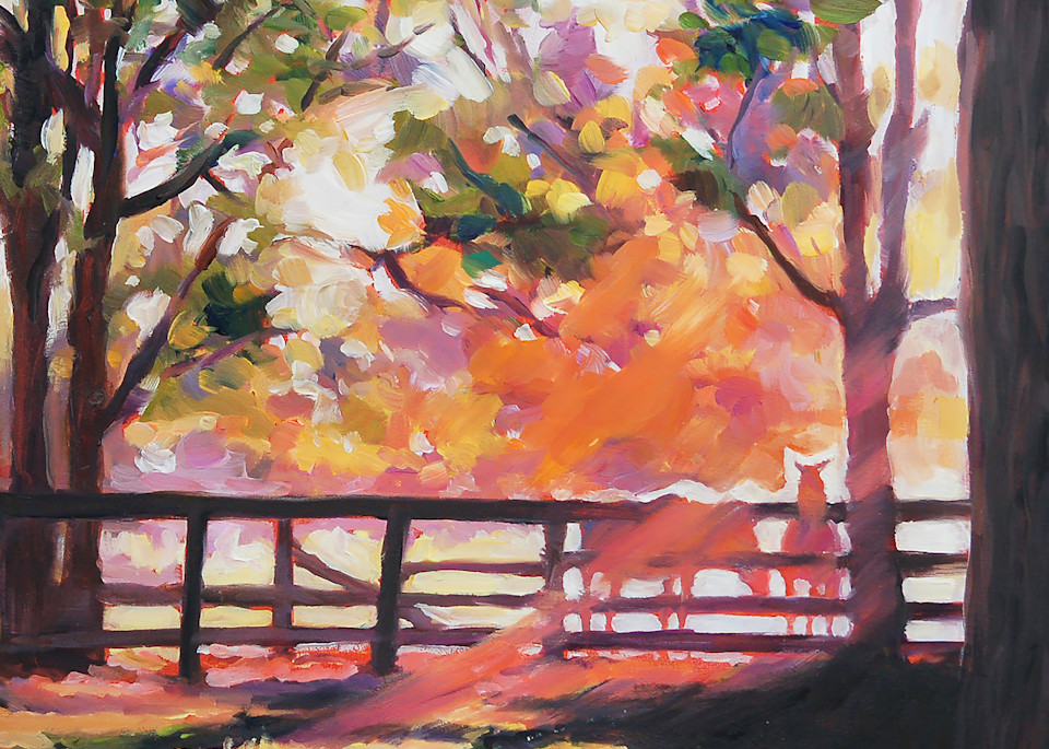 Sunlight on Horses and fence  painting