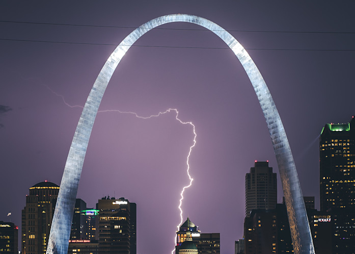 Lightning At The Gateway Arch In St. Louis   Storm Photography Art | Images By Brandon