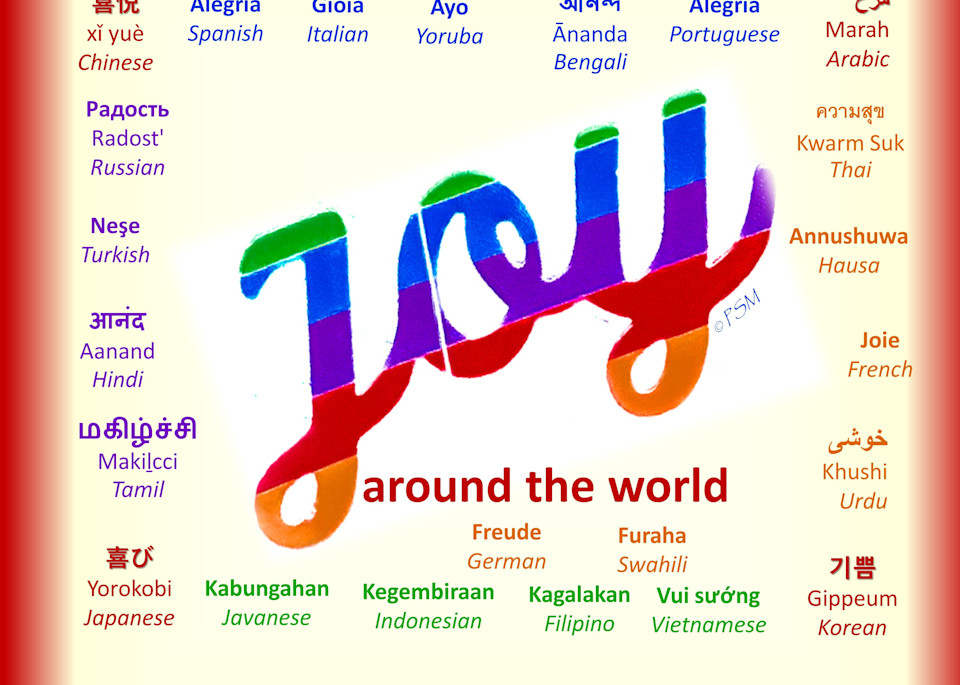 Joy around World -  Rainbow Word Art