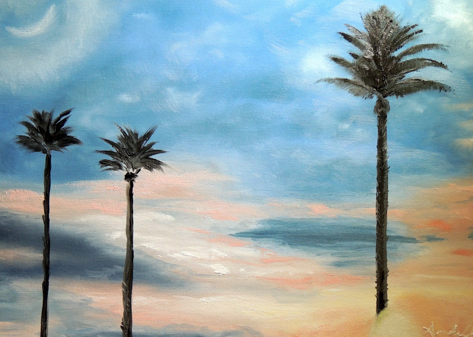 Palms With Crescent Moon Art | Eyde Arndell Art