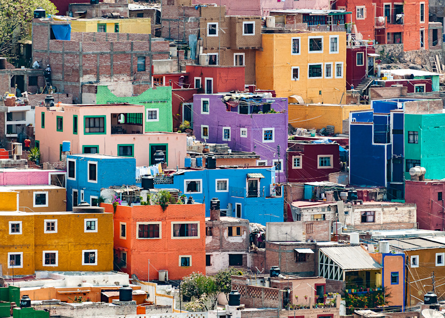 Colorful homes in Guanajuato, Mexicio