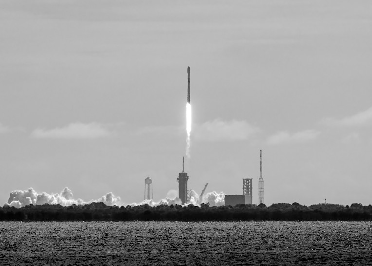 B/W Space X Rocket Liftoff Photography Art | RPG Photography