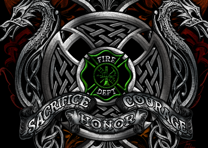 Irish Firefighter Silver Dragons Art | T HOGUE DESIGNS, LLC