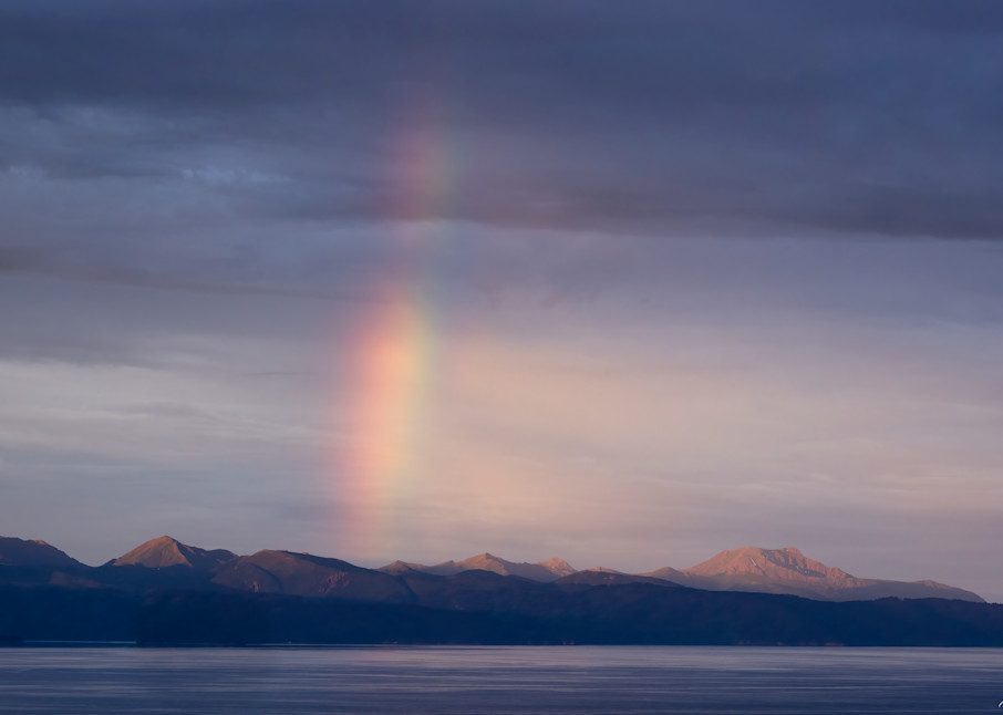 Rainbow over Kenai Mountains.