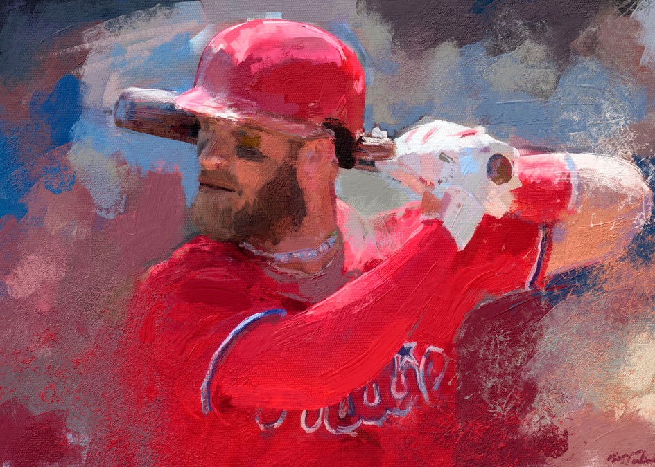 Bryce Harper painting | Sports artist Mark Trubisky | Custom Sports Art