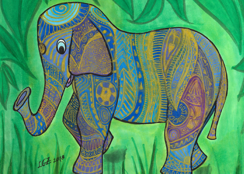Golden Elephant Art | Laura Zisette Art