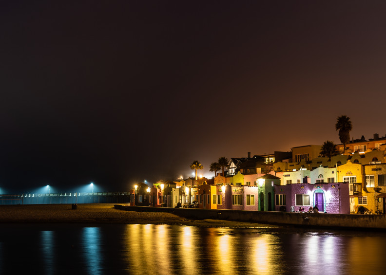 Capitola Condos And Pier At Night Photography Art | Tom Ingram Photography