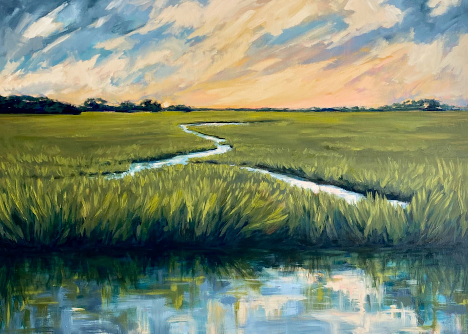 Dusk on the Marsh - Lowcountry Landscape Painting- by contemporary artist April Moffatt