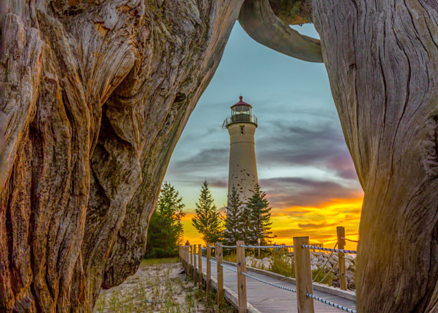 Sunset at Crisp Point Lighthouse and Driftwood