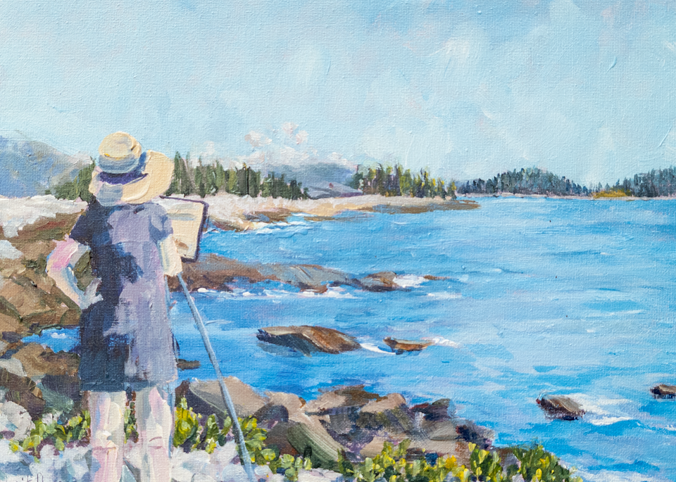 plein iar painting, woman, ocean, coastal, painter