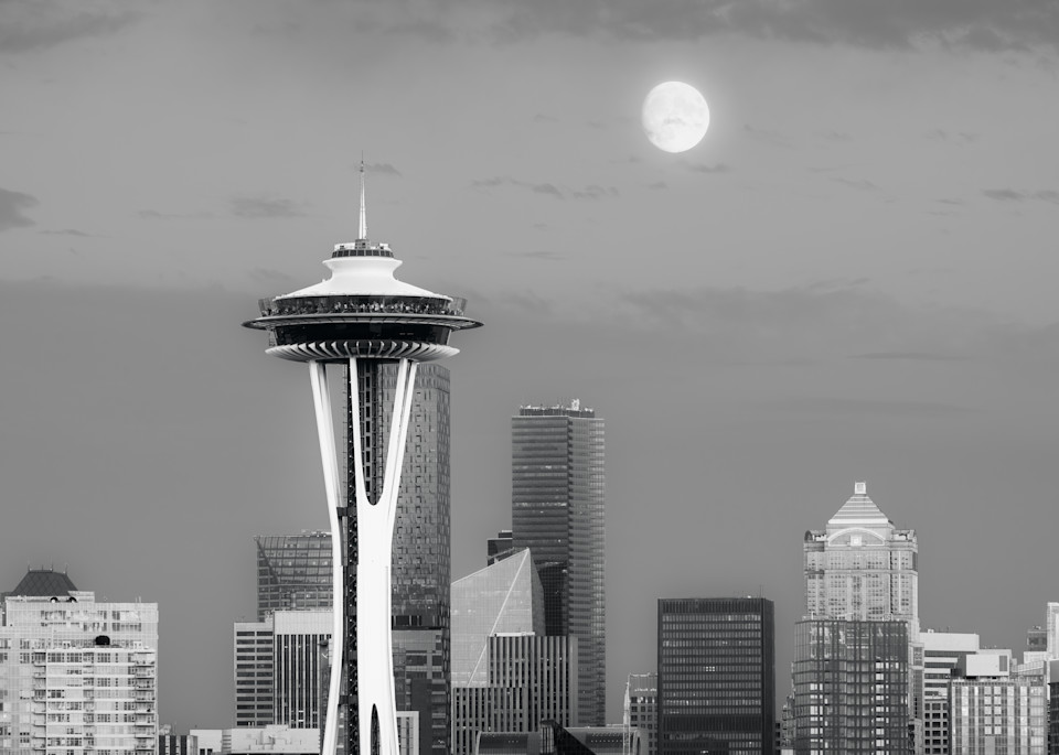 Moon Over the Space Needle, Seattle, Washington, 2022