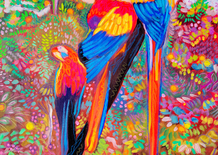 Preening Parrots Of La Paz Art | Mad World Art Ltd. Co.