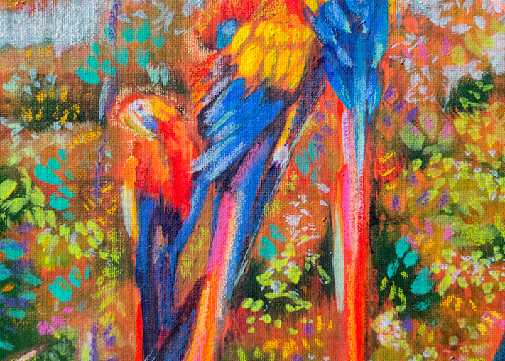 Preening Parrots Of La Paz   Study Art | Mad World Art Ltd. Co.