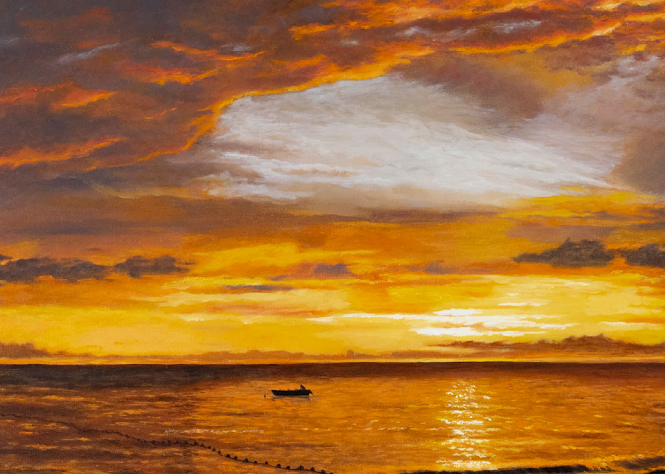 Boating On Sunset Art | Mariya Tumanova ART