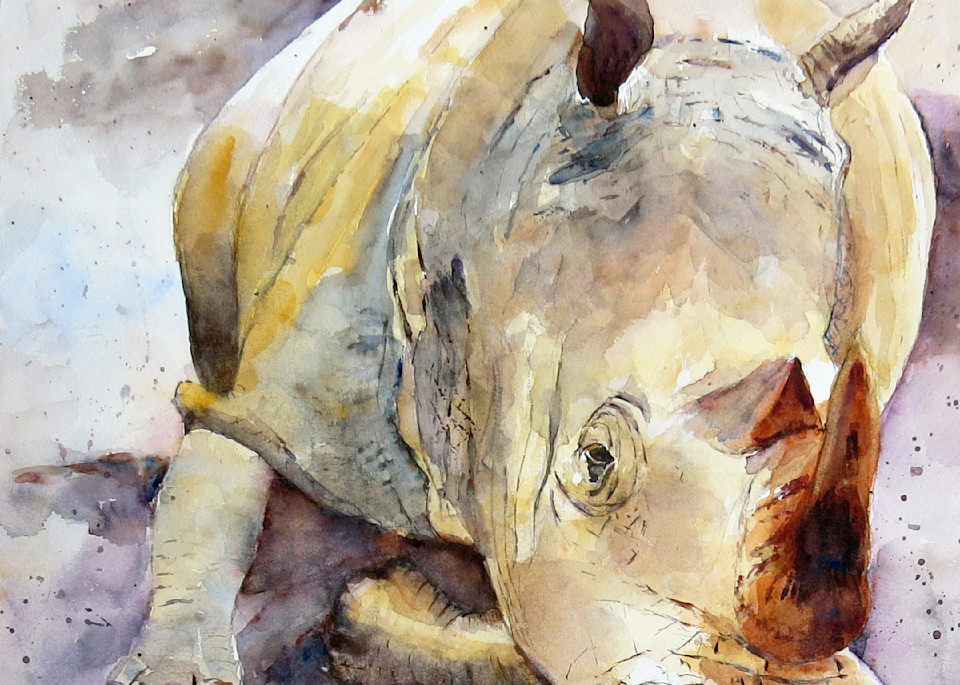 Rhino Watercolor Print | Claudia Hafner Watercolor
