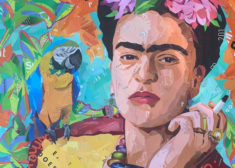 Frida And Bird Art | Kathy Saucier Art