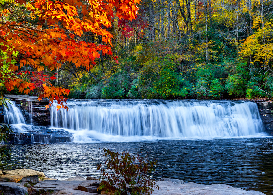 Hooker Falls Framed by Autumn Leaves