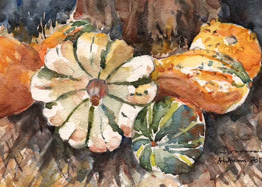Harvest Gourds Print | Claudia Hafner Watercolor