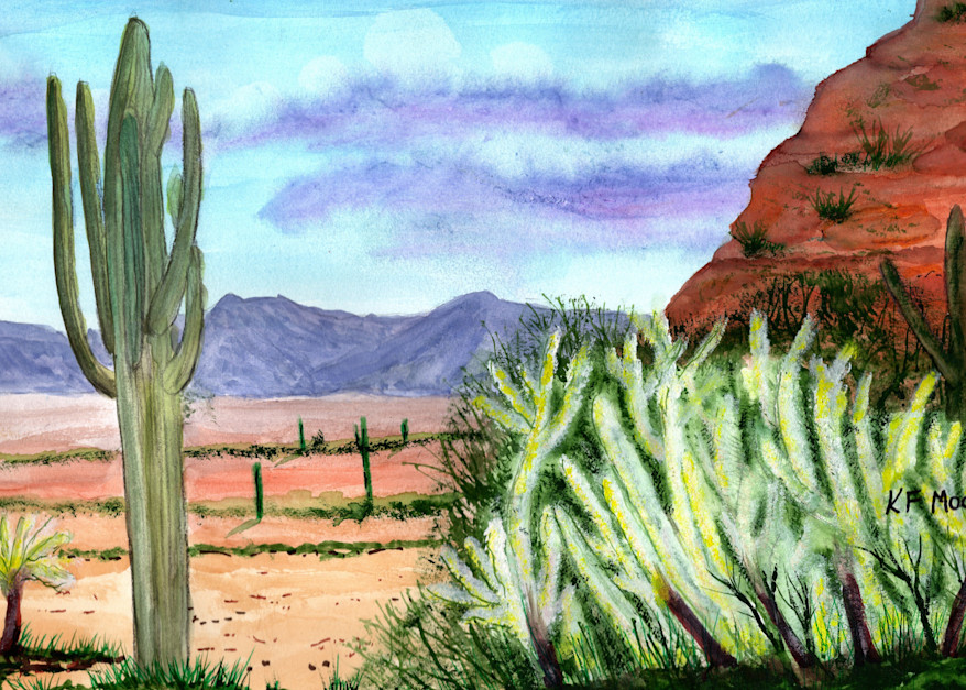00058 Cholla Patch Scottsdale Arizona Art | KF Moore Watercolors