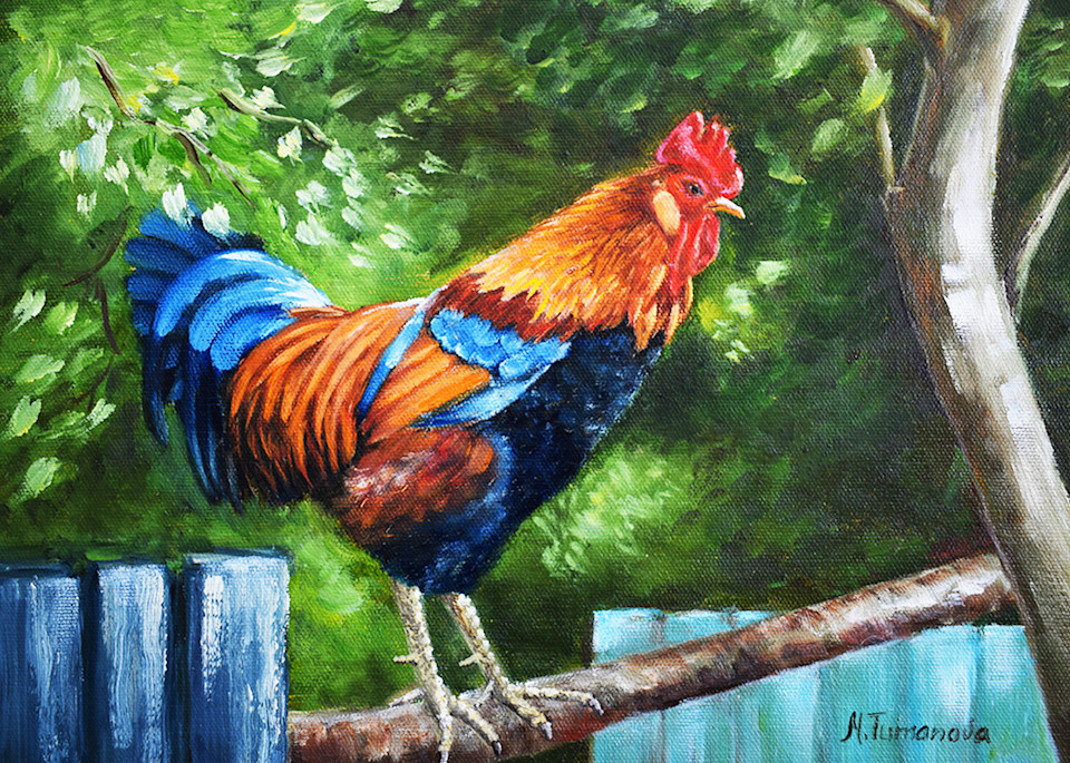 Rooster In The Yard Art | Mariya Tumanova ART