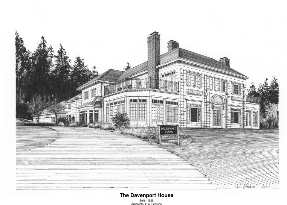 Davenport House With Footer Art | Pen and Ink Art, LLC