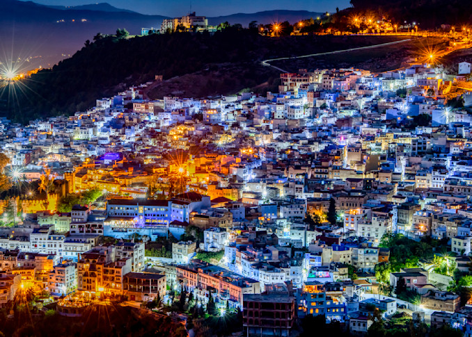 The Blue City At Night, Chefchaouen Photography Art | Rick Vyrostko Photography